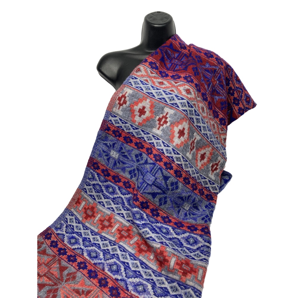 Women’s Oversized Blanket Scarf Multi Tribal Geometric Fringe 72x66